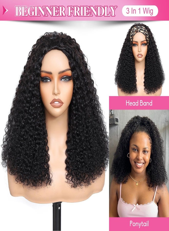 Myecool Kinky Curly Half Wig Human Hair 200 Density Glueless Wear and Go Wigs Human Hair 18 Inch 3 In 1 Half Wigs for Women Drawstring Seamless Flip Over Beginner Friendly - Image 3